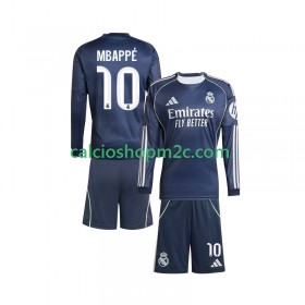 Real Madrid Kylian Mbappé 10 Bambino Maglia Trasferta 2025/2026 Manica Lunga
